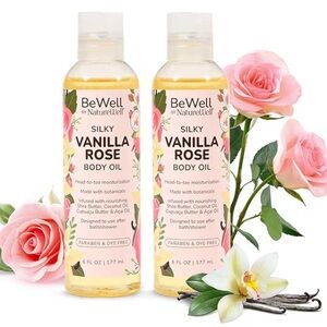 NATUREWELL Vanilla Rose Scented Multi-Purpose Body Oil Pack of 2 (6 Fl Oz Each)